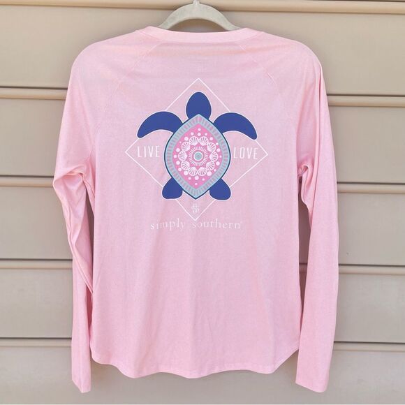 Simply Southern Turtle Print Long Sleeve Pink Tee Size Small - Picture 4 of 7